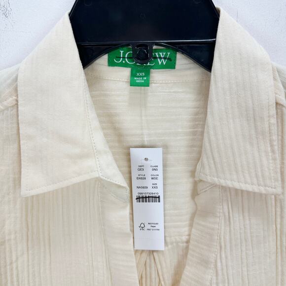 J.Crew Popover Shirt Airy Gauze Tunic Warm Sesame Relaxed Cotton Beach XXS NWT - Picture 6 of 11